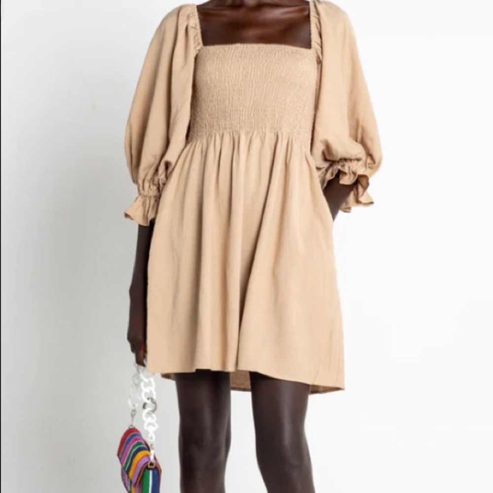 Kourt Portia Smocked Mini Dress Puff Sleeve